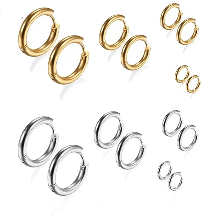 

Wholesale Trendy Simple Design Hoop Huggie Stainless Steel Earrings