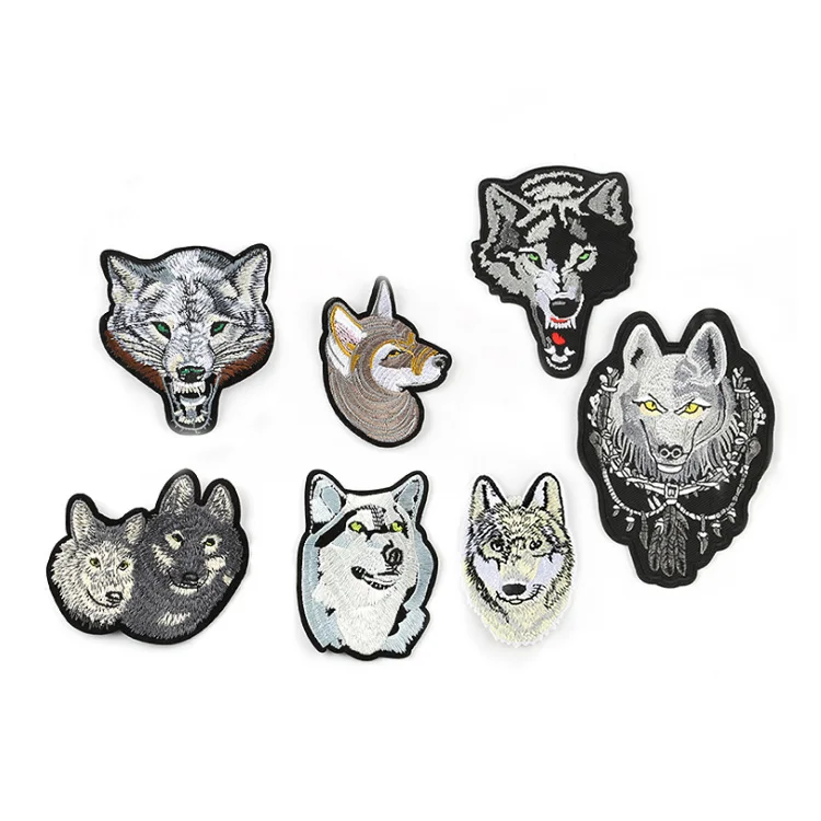 

yiwu wintop fashion style large size custom embroidery wolf patches for jeans jacket coat