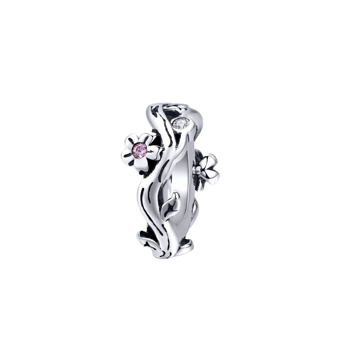 

925 Sterling Silver Sakura Branches Fit Original Snake Bracelet Charm For Bangle Jewelry Making