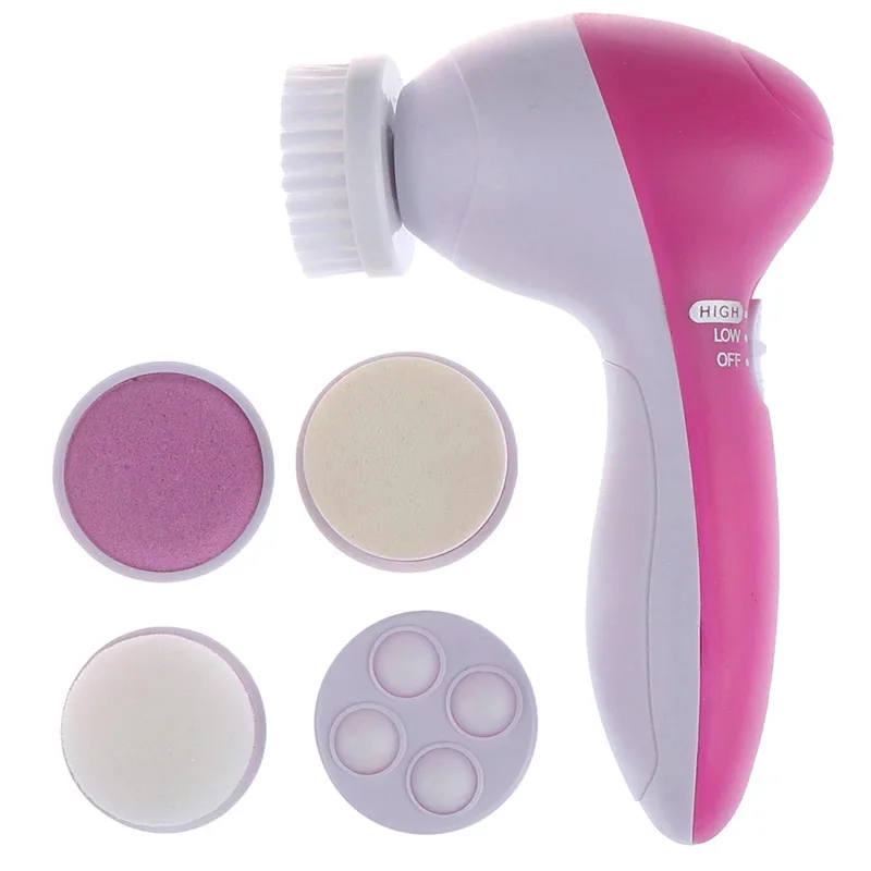 

Wholesale 5 in 1 Spin Exfoliating Electric Face Cleanser Sonic Facial Cleansing Brush