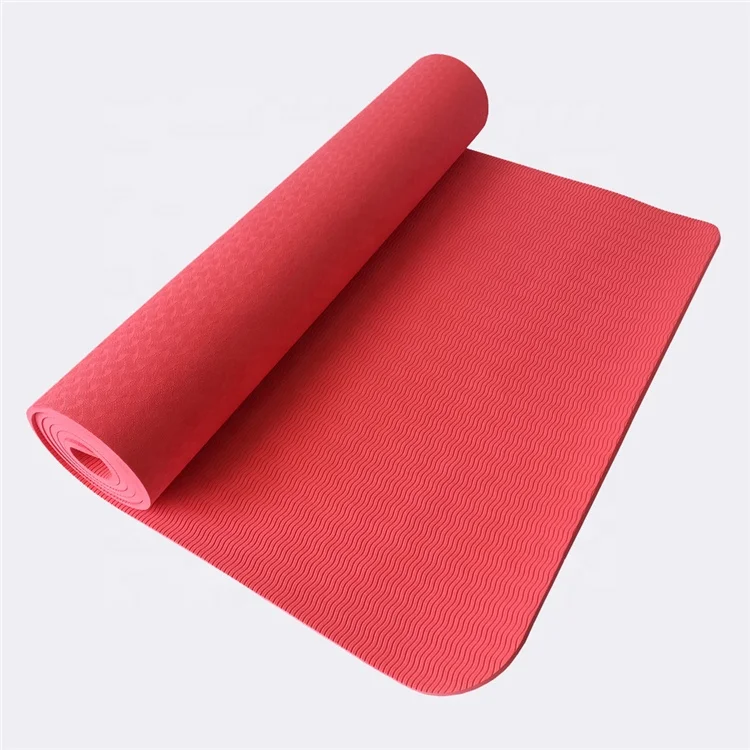 

1-Color Full Printing Fitness Mat Custom Printed Recycled TPE Foldable Yoga Mat Red With Body Line, As picture