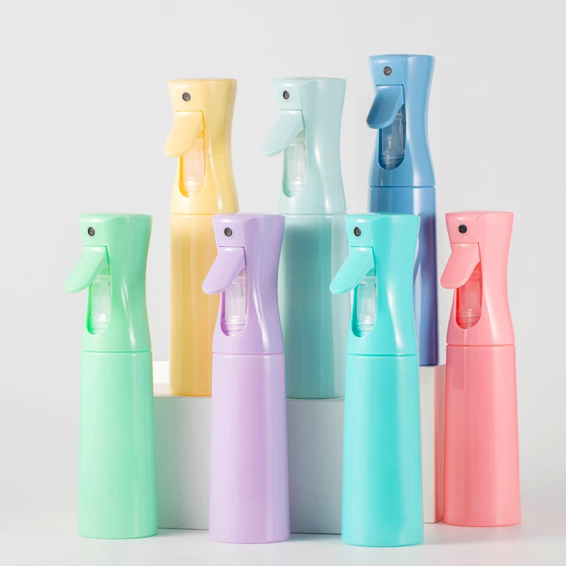 

Colorful High Pressure Hair Salon Empty 200ml 300ml Pink Green Blue Purple PET Plastic Continuous Spray Bottles