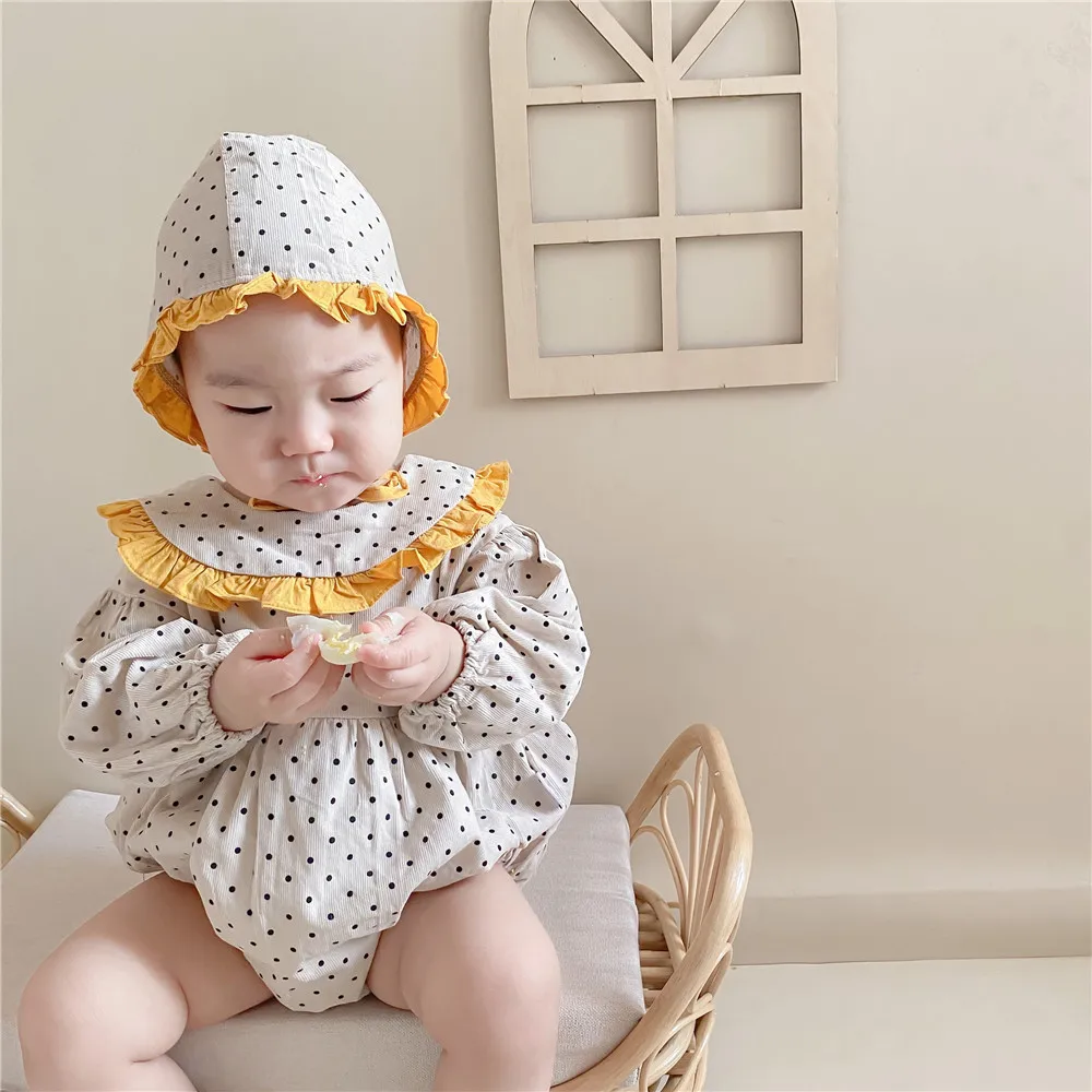 

Autumn Newborn Baby Girl Clothes 0-3 Months Cute Jumpsuit Polka Dot Long Sleeve Romper Ropa Para Bebes, As show