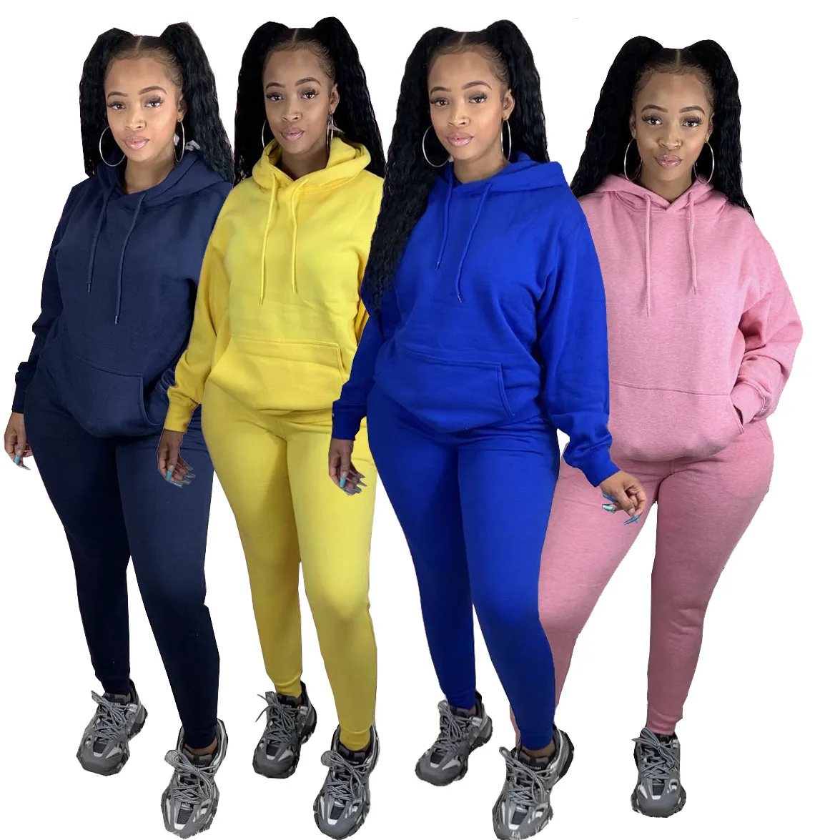 

Autumn Women Thicken Warm Women's Sets 2 Piece Sports Jogger Zipper Hoodies Sweatshirt Trousers Suit Set Winter Tracksuit, Customized color