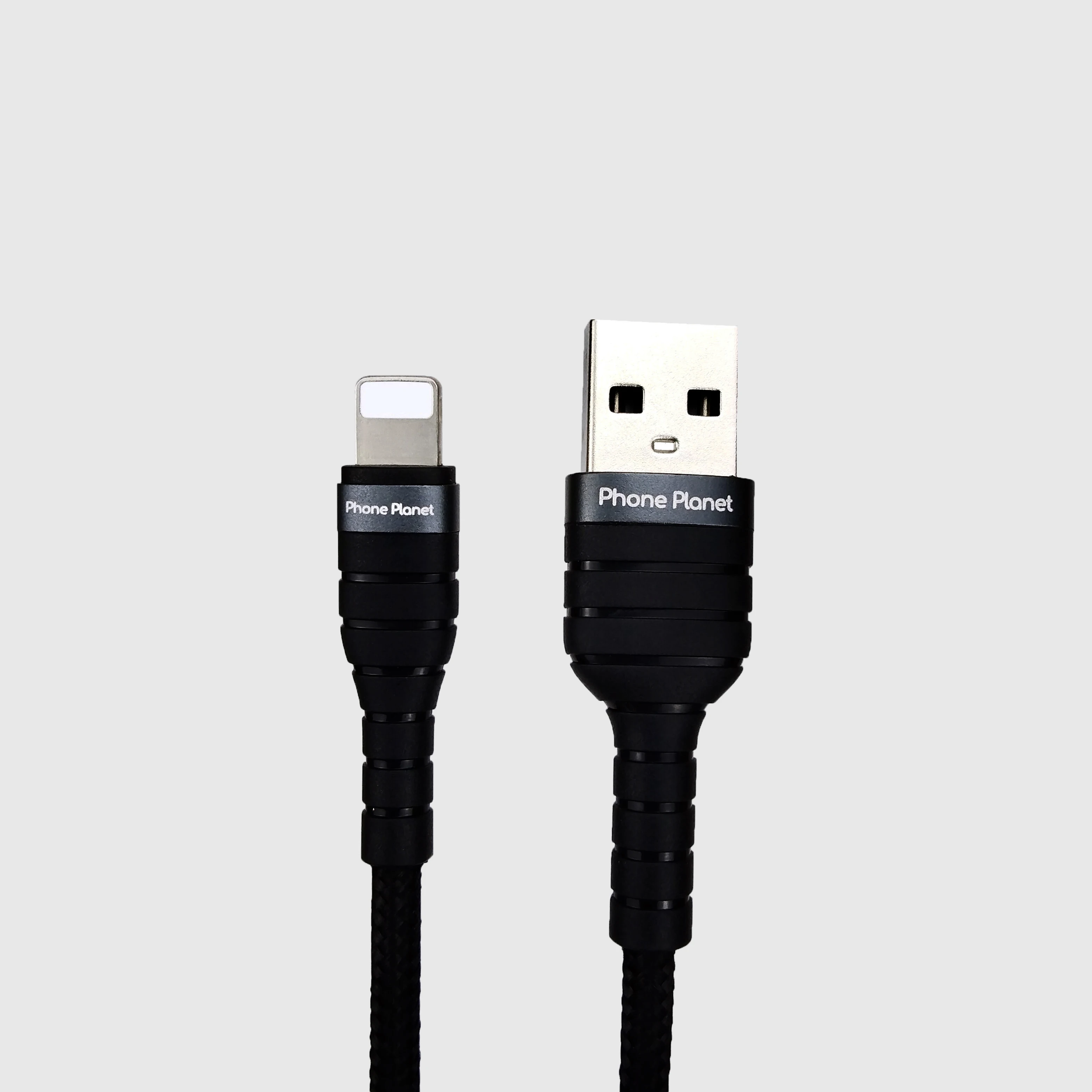 

Phone Planet Hot selling 1.2M 2M Aluminum Alloy PP Yarn Braid 2.A Fast Charging USB Data Cable For Type C Lightning, Black+gray