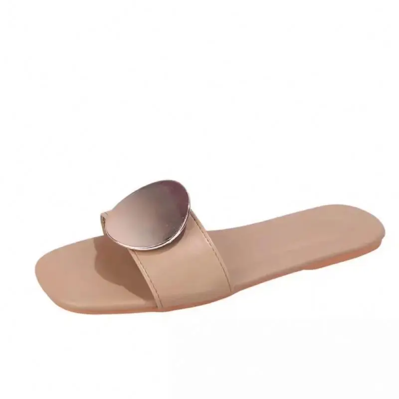 

2021 Factory direct sale hot sale europe american summer beach women fashion chic solid color slippers, Black, beige, nude, green