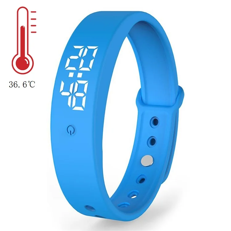 2020 Latest V9 Smart wristband with thermometer automatically alarm Automatic body temperature measurement band smart bracelet