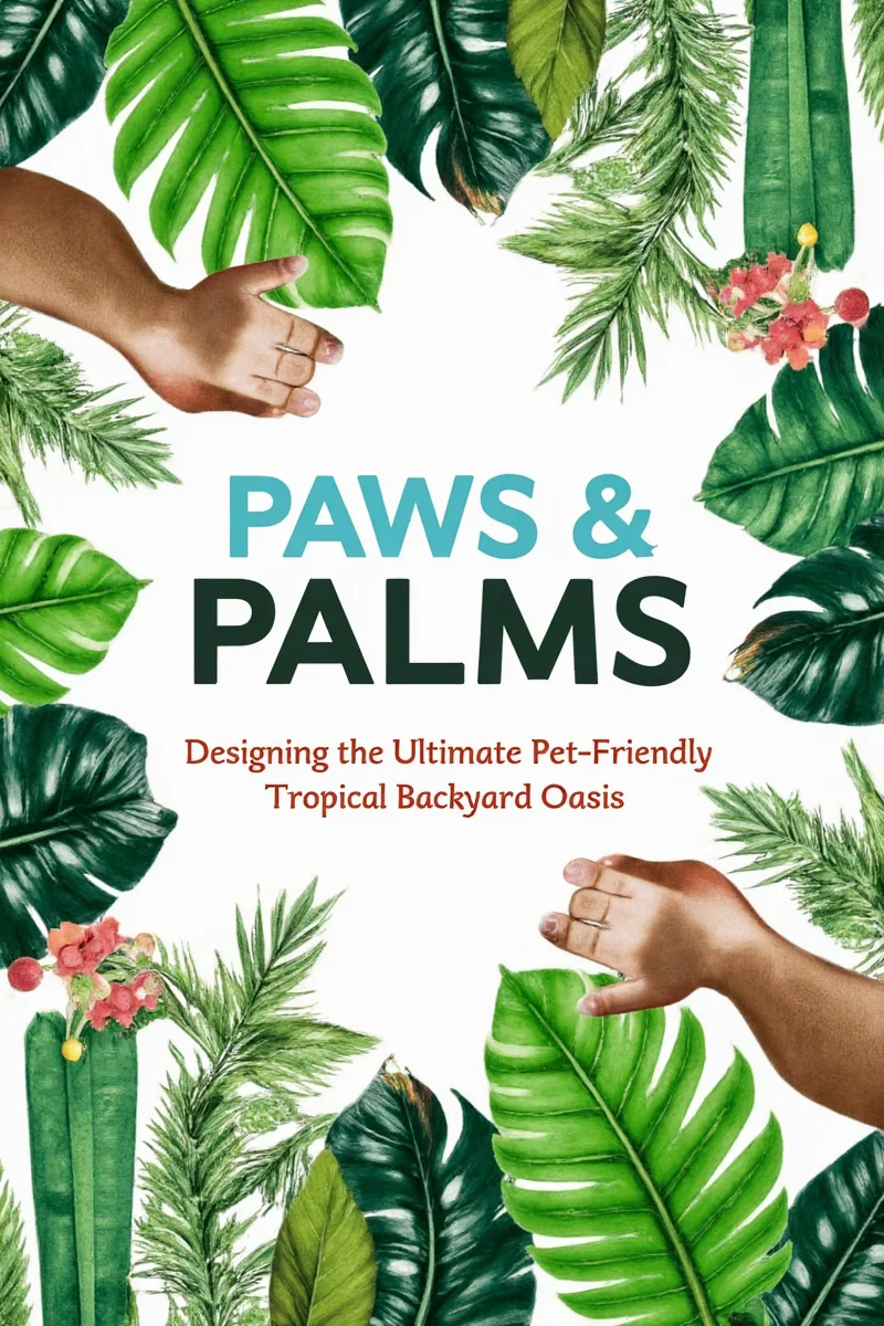 Two cats perched on a tall PetFusion Ultimate Cat Tree surrounded by tropical foliage on a shaded porch.