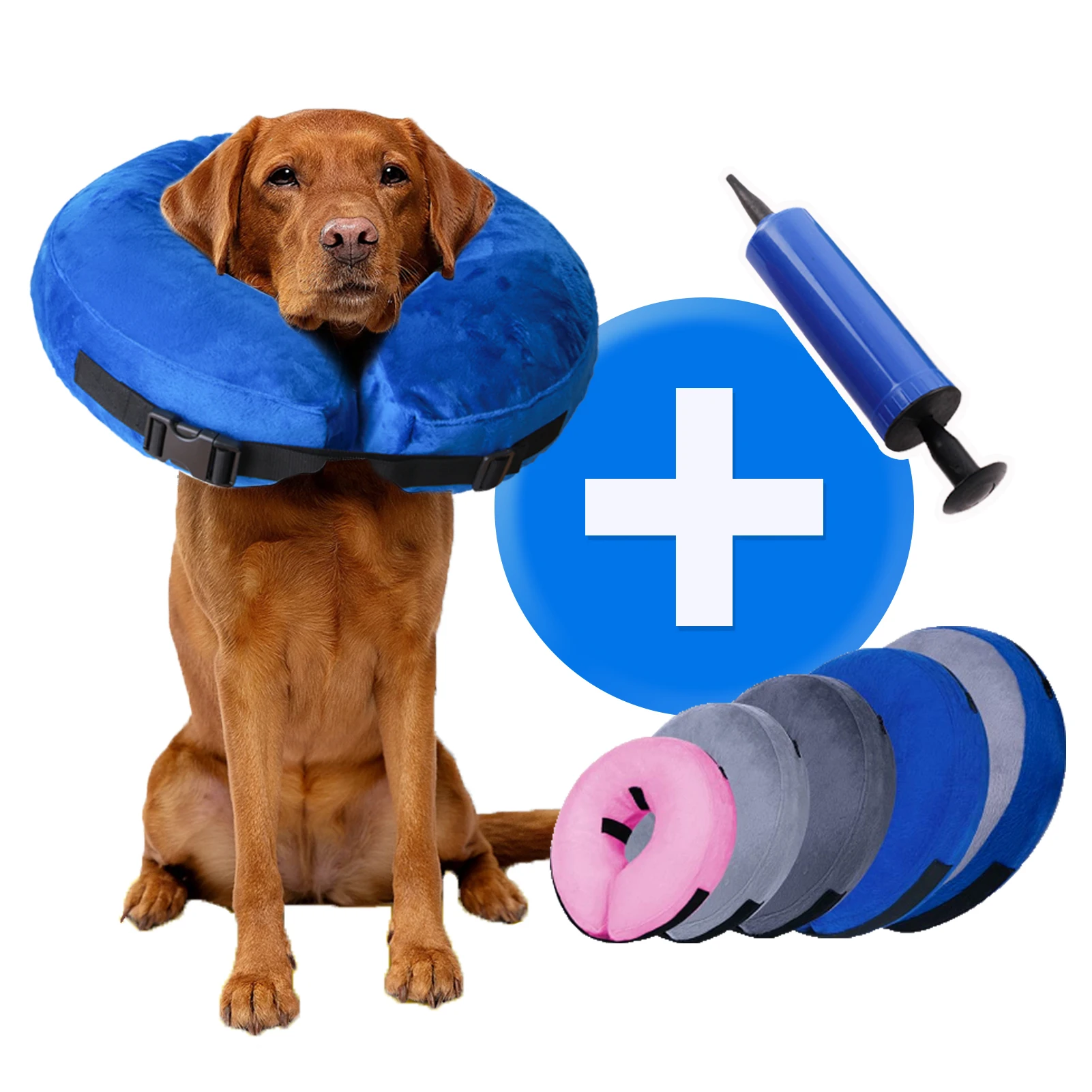 

Amazon Customized Core Protective Cone Soft PVC Recovery Pets Cat E-Collar Elizabethan Dog Inflatable Collar for Dogs and Cats, Blue/grey/pink--more than 42colors