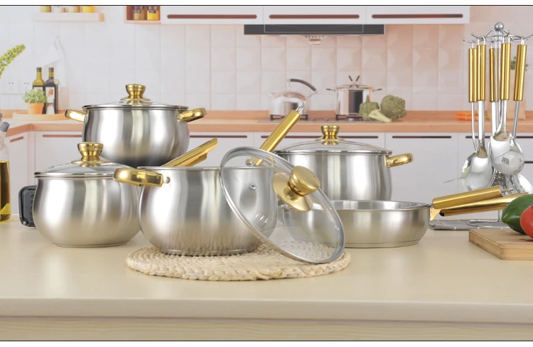 gold pots and pans set