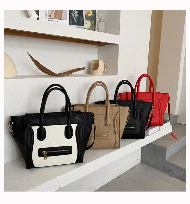 

B10046 Hot Sale Fashion Casual Zipper Bag Pu Leather Promotional Shoulder Bag Women Handbags, White,red,khaki,black