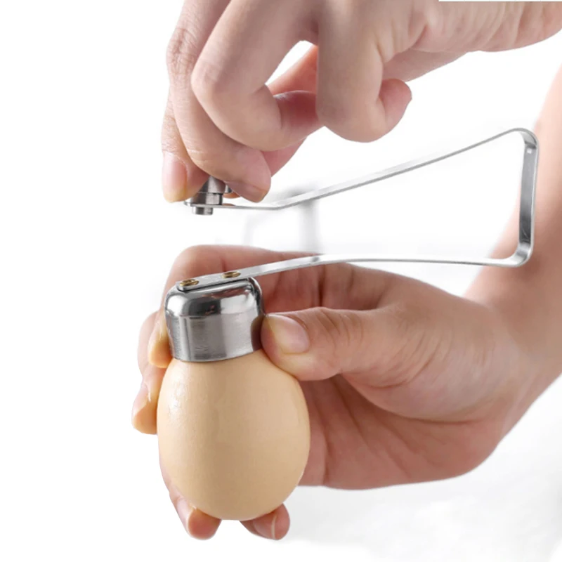 

JY Durable Stainless Steel Egg Cutter Shell Opener Creative Kitchen Tool Metal Egg Scissors Boiled Raw Egg Opener, Silver