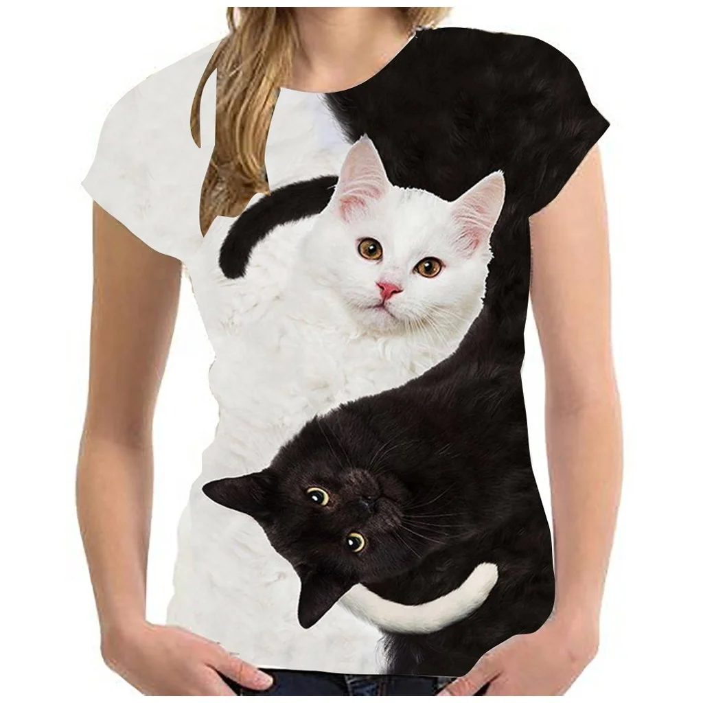 

Fashion New Cool T-shirt Men/Women 3d Tshirt Print two cat Short Sleeve Summer Tops Tees T shirt Male XXS-5XL