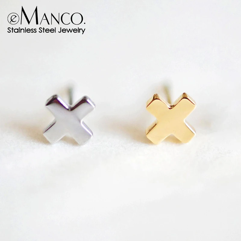 EManco Stainless Steel Fashion Earring Korean Edition Crucifix Earrings Simple Earrings 316L Titanium Steel