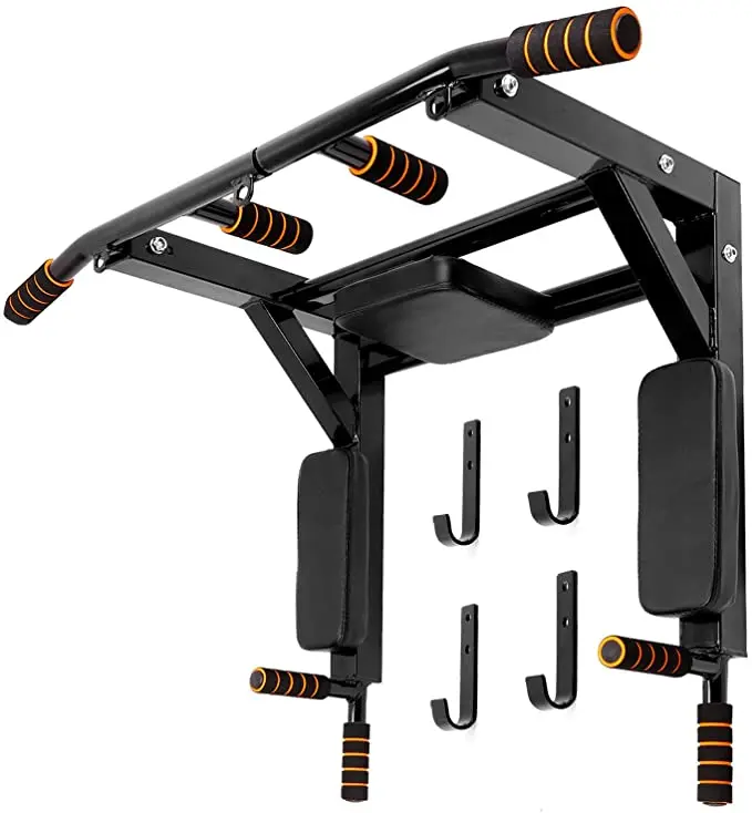 

Indoor Home Gym Workout multifunctional fitness training equipment Wall Mounted chin up Pull Up Bar and Dip Station Stands