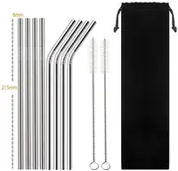 

Eco Friendly Reusable Drinking Drink Stainless Steel Straw Set Metal Straws