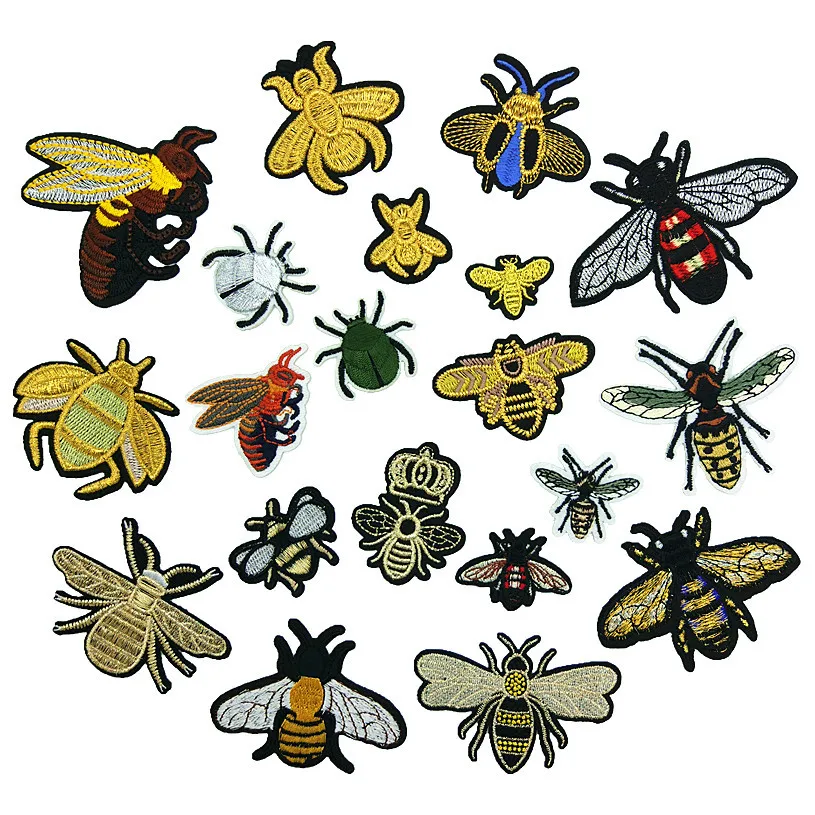 

honeybee pattern iron on clothes sticker bees design embroidery badge patch for T-shirt, 20 colors