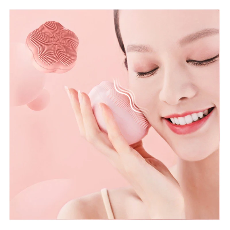 

Portable Mini Facial Cleansing Spin Brush Silicone Brush Face Pore Cleaner Vibrating Face Waterproof Face Cleansing Brush, Pink/white/customization