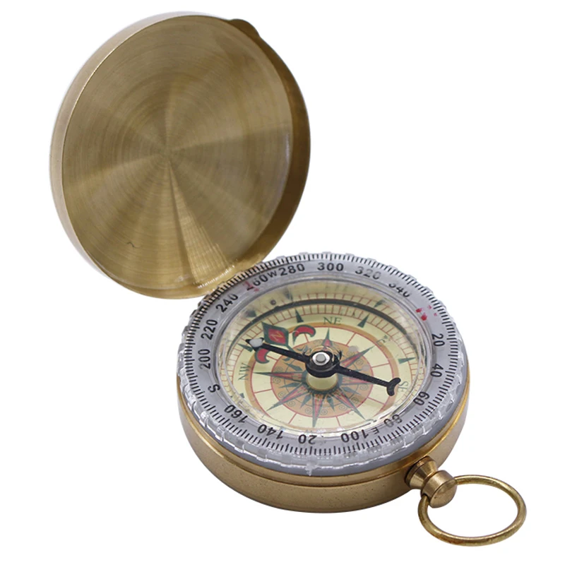 

Portable Brass Pocket Watch Compass Outdoor Camping Hiking Accessory, Golden
