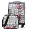 Printing uk flag hard suitcase and makeup case 2 piece luggage set