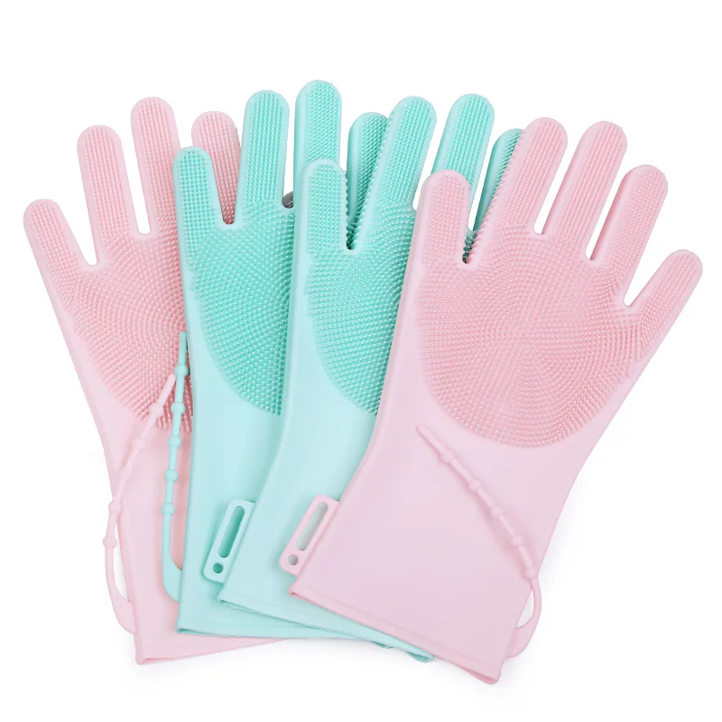 

Silicone Cleaning Gloves, Magic Dish Washing Glove, Silicone Dishwashing Gloves, Bluish green,quartz pink