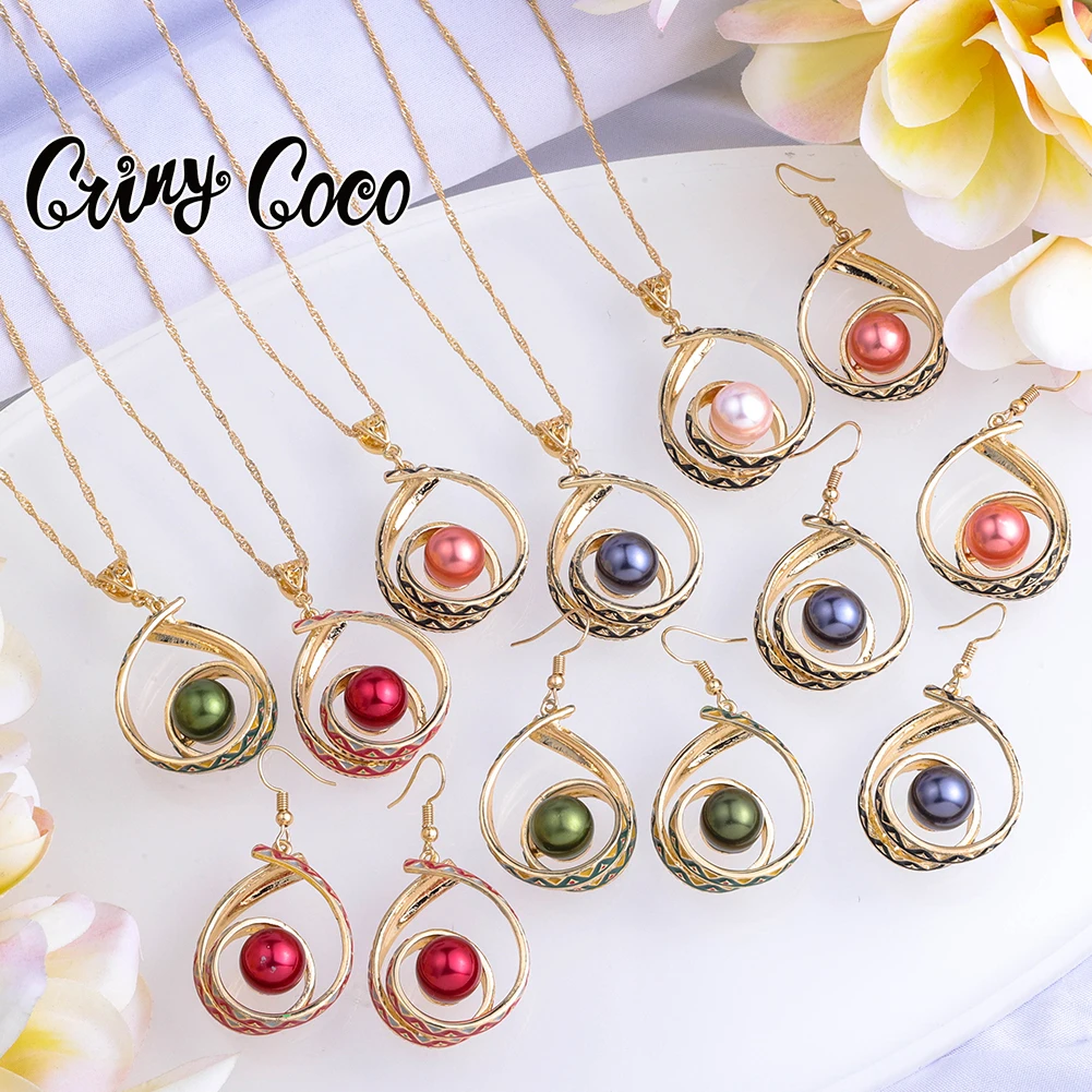 

Cring CoCo Screw Polynesian jewelry Pearl Sets 14k Gold Plated Set Hawaiian jewelry wholesale Samoan jewelry, Picture shows