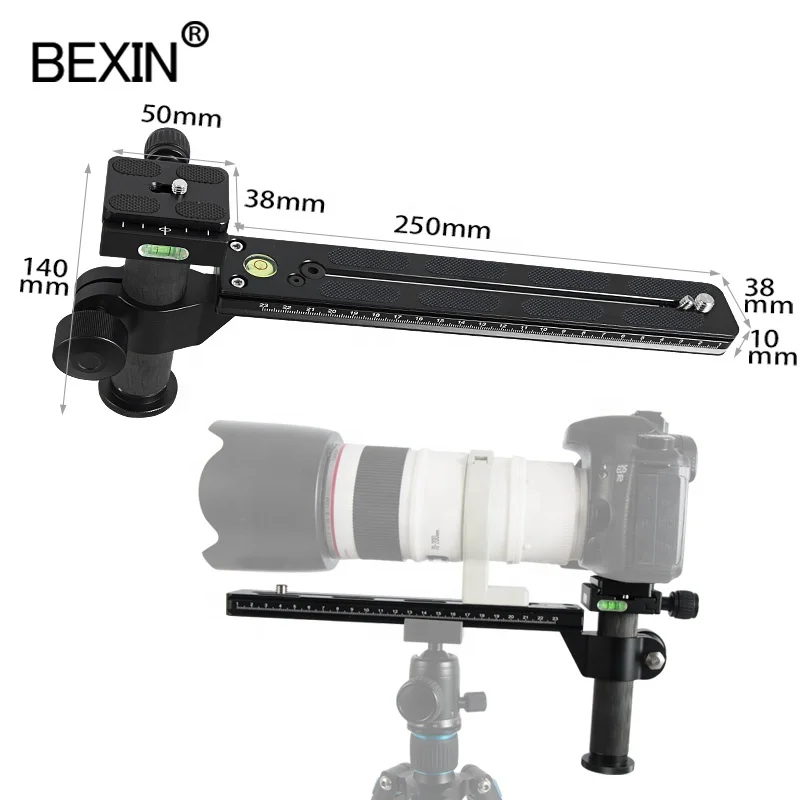 

Telephoto long Lens support quick release plate camera bracket 250mm with arca swiss tripod clamp For DSLR camera long lens, Black