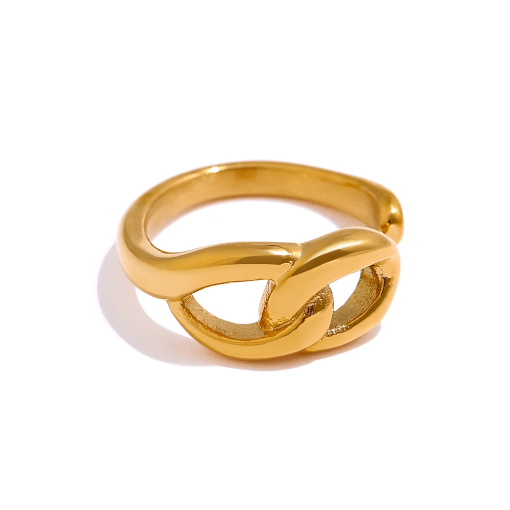 

JINYOU 663 Hot Sale Minimalist Jewelry 18K Gold Plated Ring Stainless Steel Twist Ring for Women