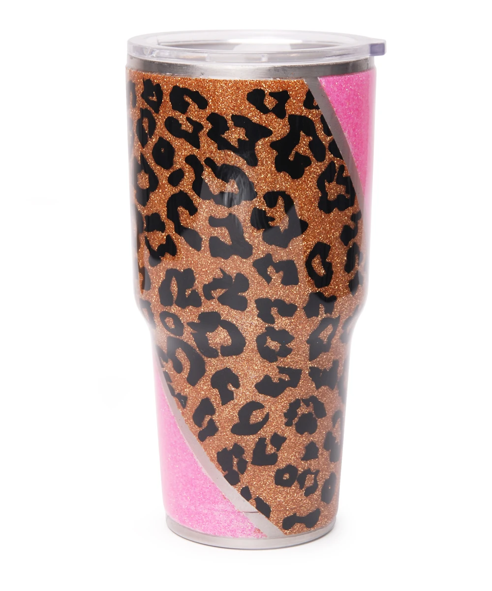 

30oz Sweat Proof Dual Wall Vaccum Sealed Stainless Steel Pink Leopard Tumbler with BPA Free DOM113-1172