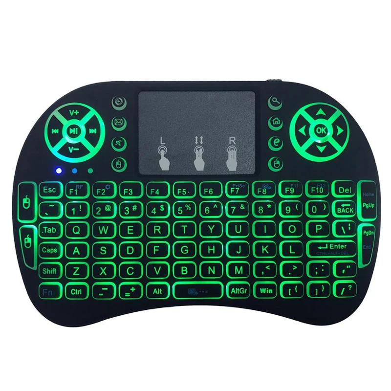
7 color backlit i8 Mini Wireless Keyboard 2.4ghz English Russian 3 colour Air Mouse with Touchpad Remote Control Android TV Box 
