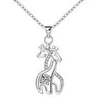 

Sterling Silver Plated Giraffe Pendant diamond Necklace for Women