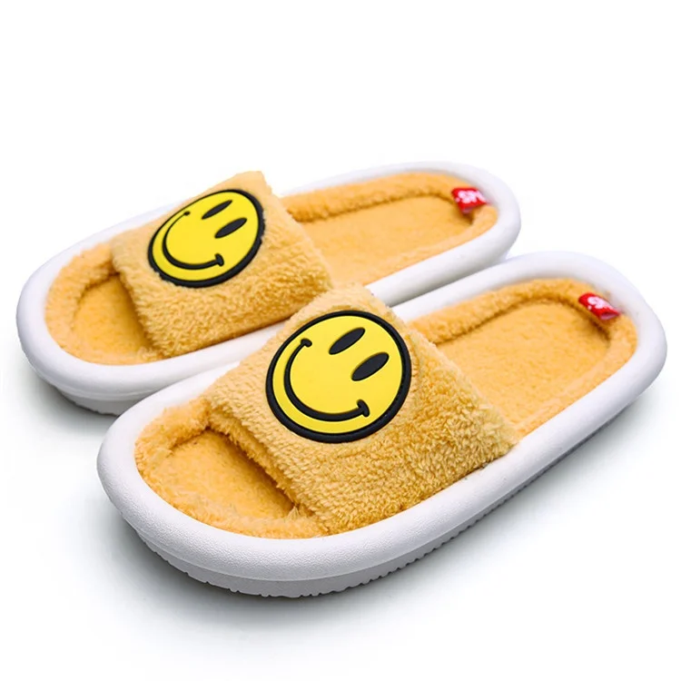 

2020 Woman Soft Slippers Smiley Designer Winter Warm Cotton Men Flip Flop Slipper Shoes, Custom