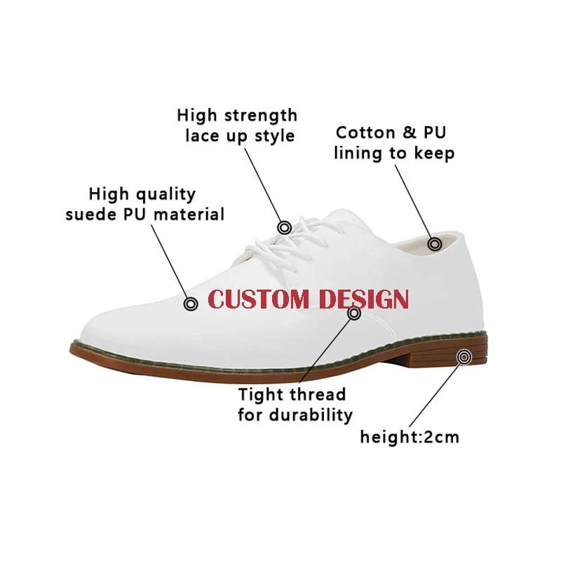 

Men's Dress Shoes Casual Leather Shoes for Men Print on Demand Custom Business PU Lace Up Designer Dress Shoes