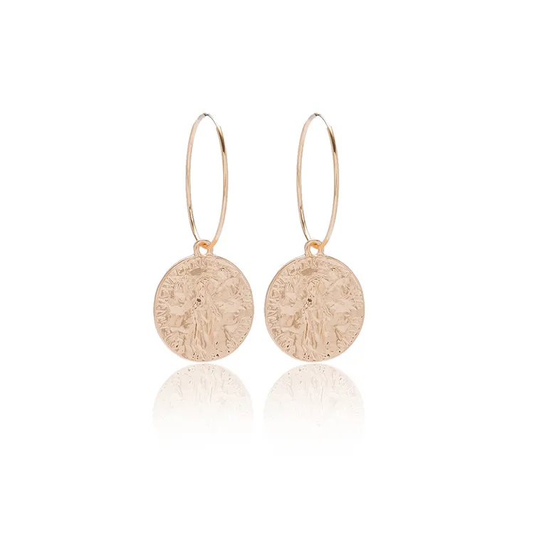 

BXY New Design Virgin Mary Round Pendant Circle Earrings Fashion Jewelry Brincos Gold Plated Hoop Earrings For Women