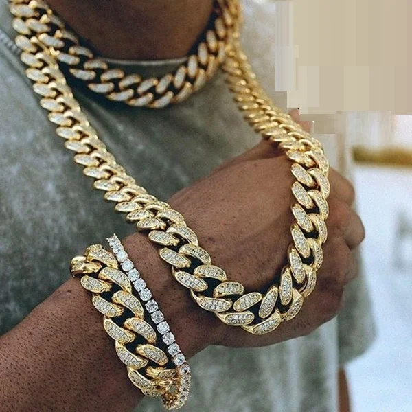 

18MM Big heavy Miami cuban link chain for men boy 5A cubic zirconia cz iced out bling hip hop cuban necklace, Silver