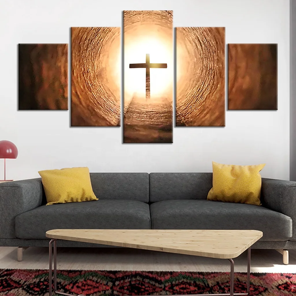 

Three Designs Lord Jesus Cross Canvas Christ Christian Catholic Poster Oil Painting Wall Art Living Room Decor, Multiple colours