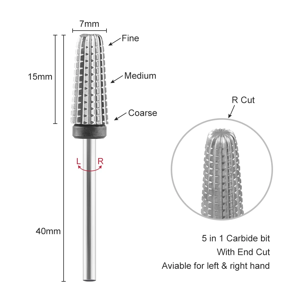 New 5 In1 Carbide Nail Drill Bit Flame Bit For Electric Nail Drills