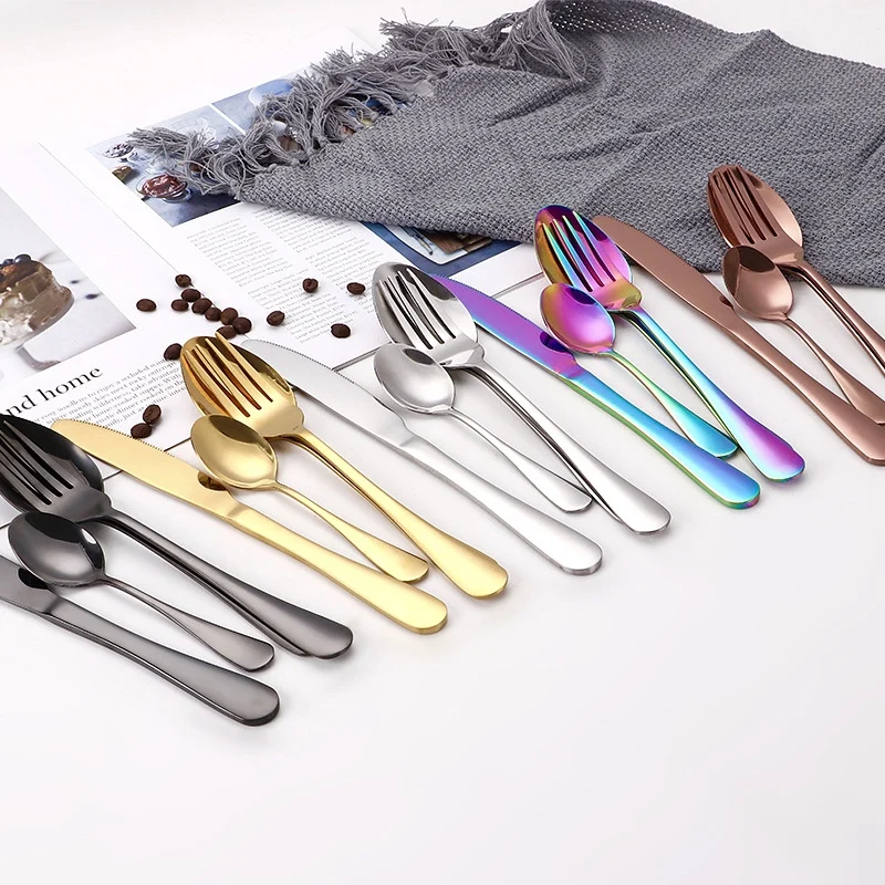 

Hot Sell Gift box 4pcs Multicolored Stainless Steel Cutlery Set Service For 4