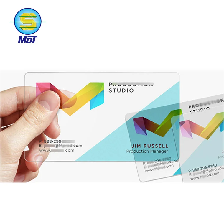 

DU clear transparent cards, Cmyk color or pantone color