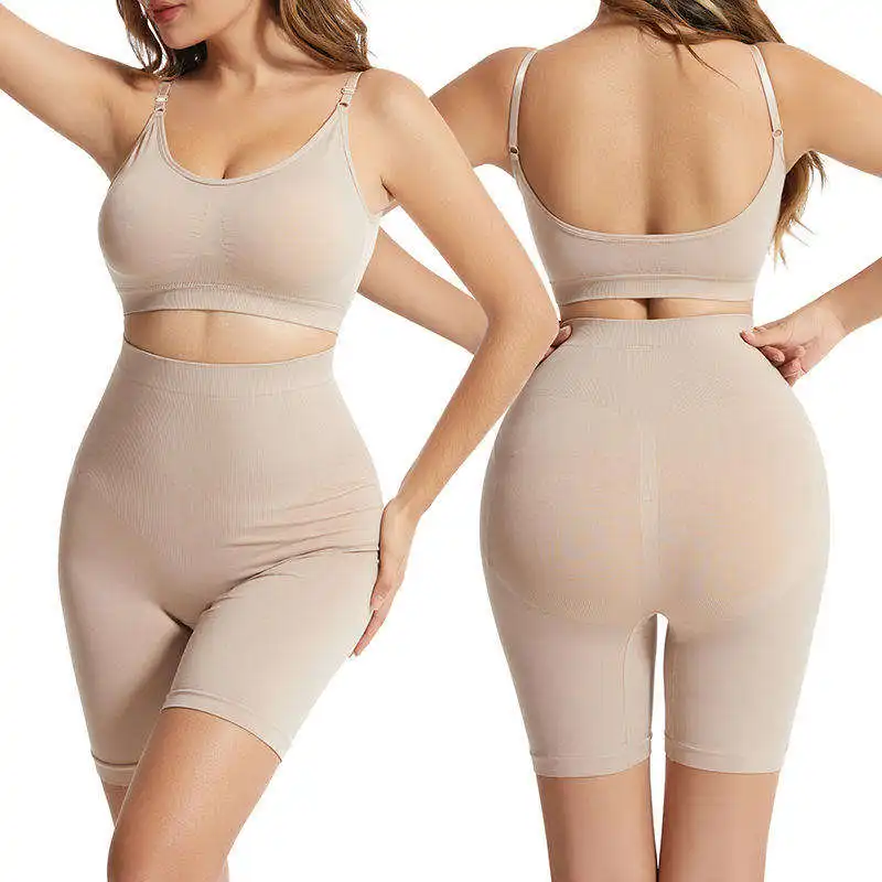 

Custom Logo 2 Piece Set Women Plus Size Shapewear Tummy Control Slimming Waist Trainer Nylon Spandex Fajas Skims Shapewear