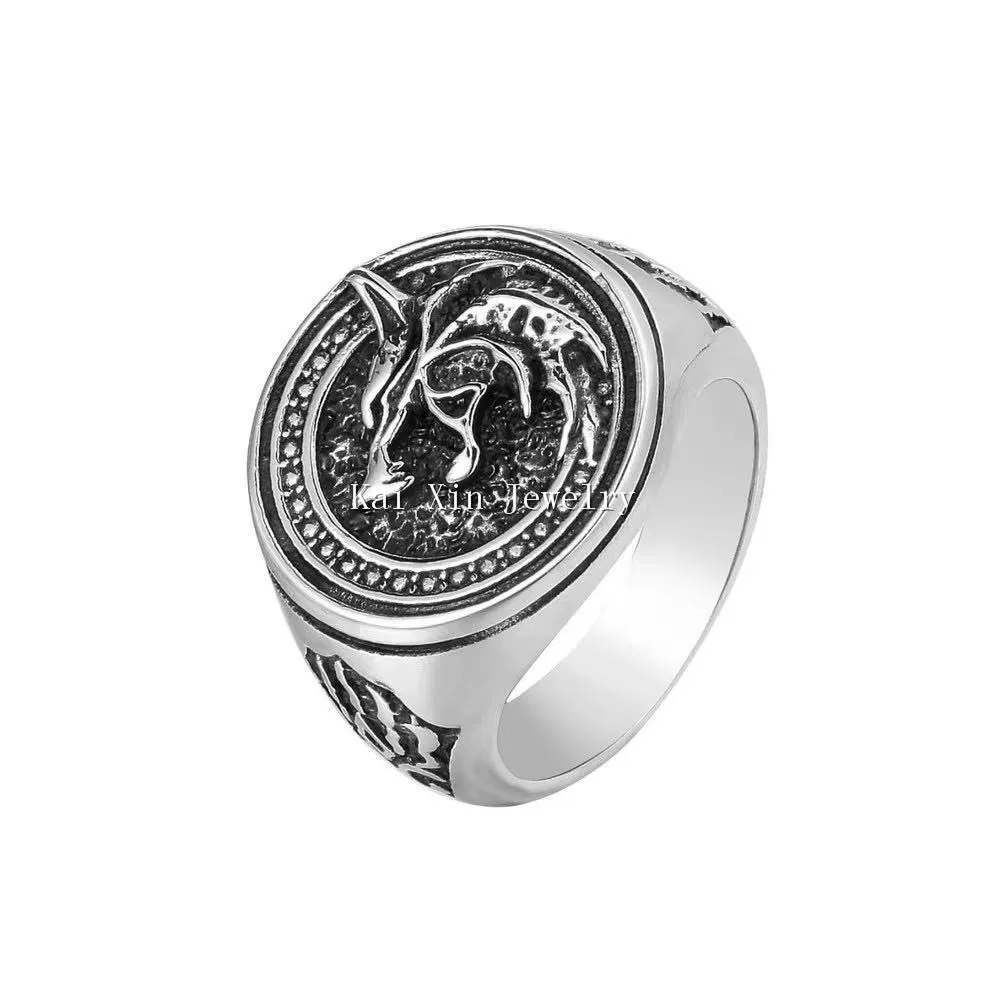 

Custom stainless steel jewelry personalized retro hip hop wolf head totem ring men's stainless steel ring