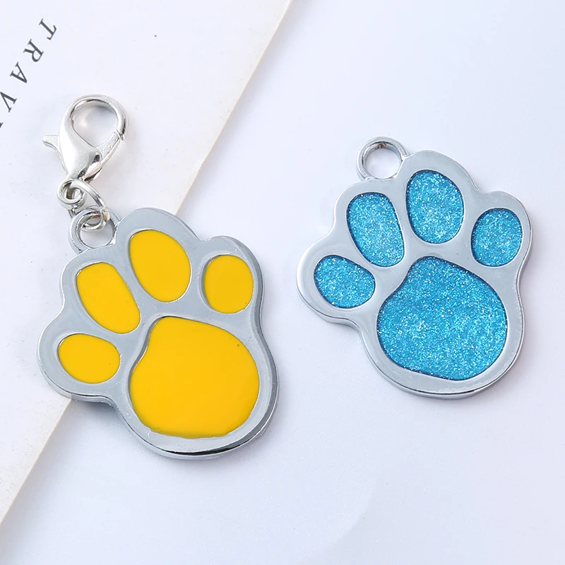 

Metal pet footprints identify cats and Dogs Collar Custom Wholesale Laser Engraving Pet Necklace Alloy Service Pet Dog ID Tags, As shown