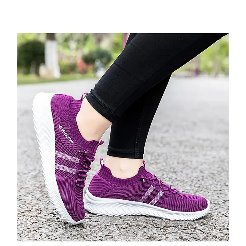 

Summer Women Breathable Soft Sole Elderly Walking Shoes Anti Slip Lightweight Middle Aged Sports Net Shoes, As picture,or custom