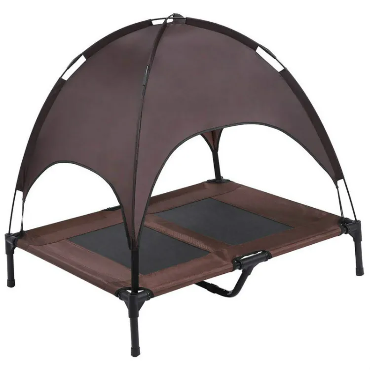 

Outdoor Dog Bed Elevated Pet Cot With Canopy Portable For Camping Or Beach Dog Bed Removable Canopy