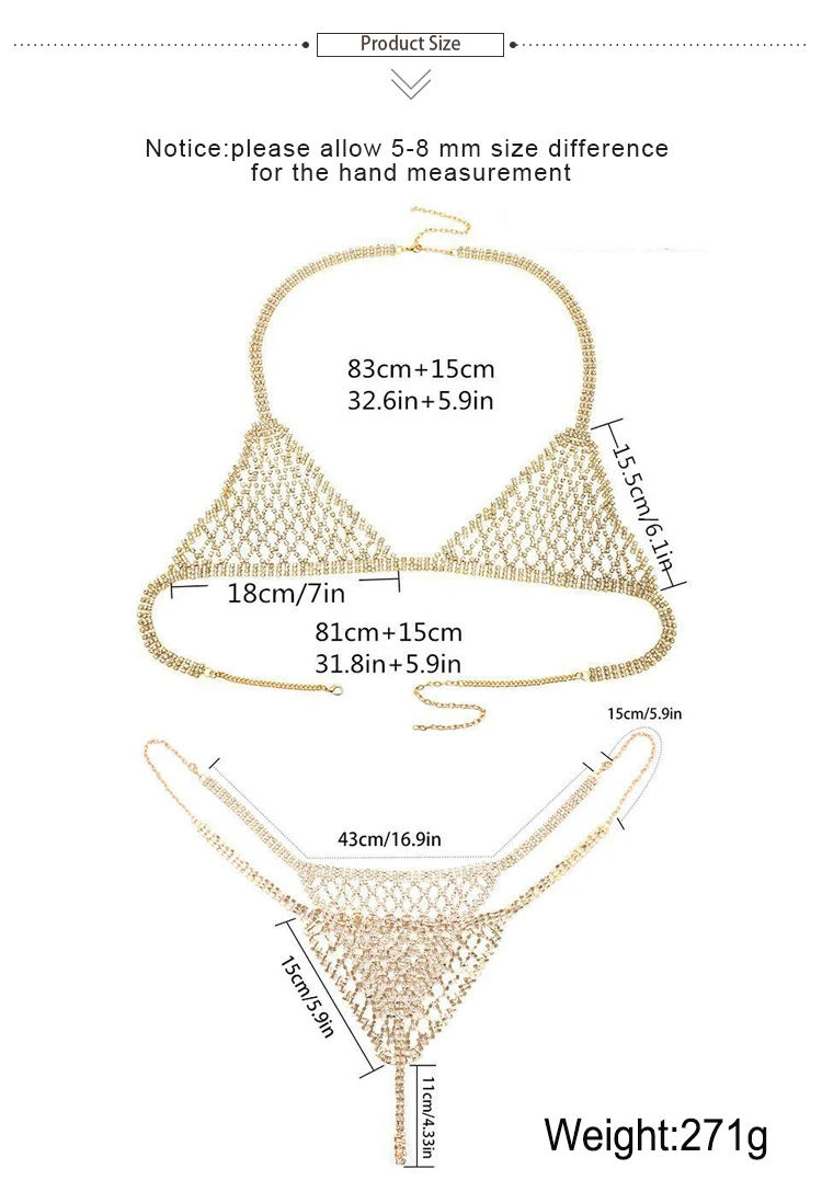 Wholesale Copper Sexy Girl Bra Jewelry Dropshipping Body Jewelry Sets Women Iced Out Chain