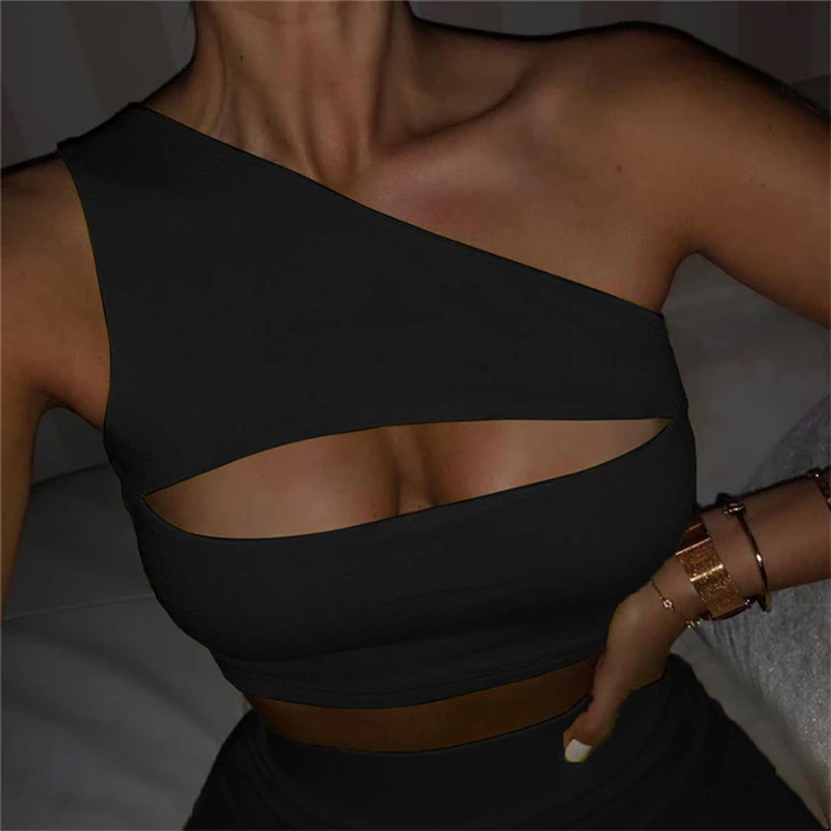

Factory Custom Logo Hollow Women Yoga Set One-shoulder Sports Wear, Black / green / orange