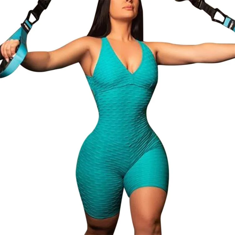 

Women Sexy Backless Sport Yoga Jumpsuit Fitness Butt Lift Workout Jumpsuit, As shown