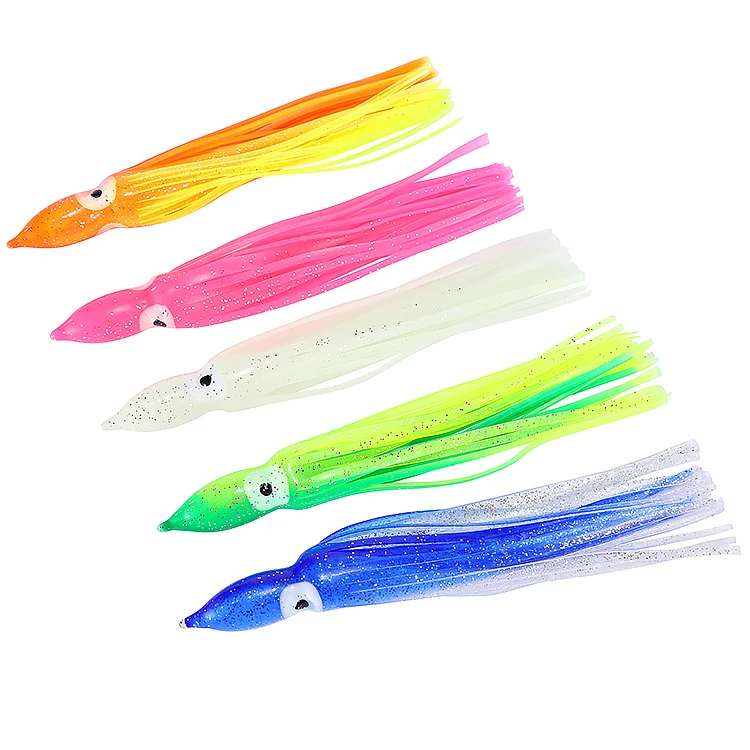

18cm Custom Soft Bait Vib Pink Squid Skirt Luminous Fishing Lures, 5colors