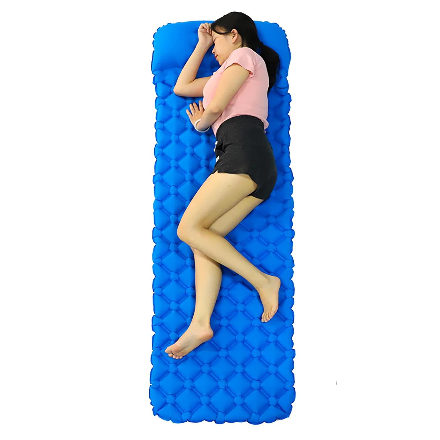 

New arrival inflatable ultralight air sleeping pad camping mat self-inflating sleeping pad for camping with pillow, 5 colors