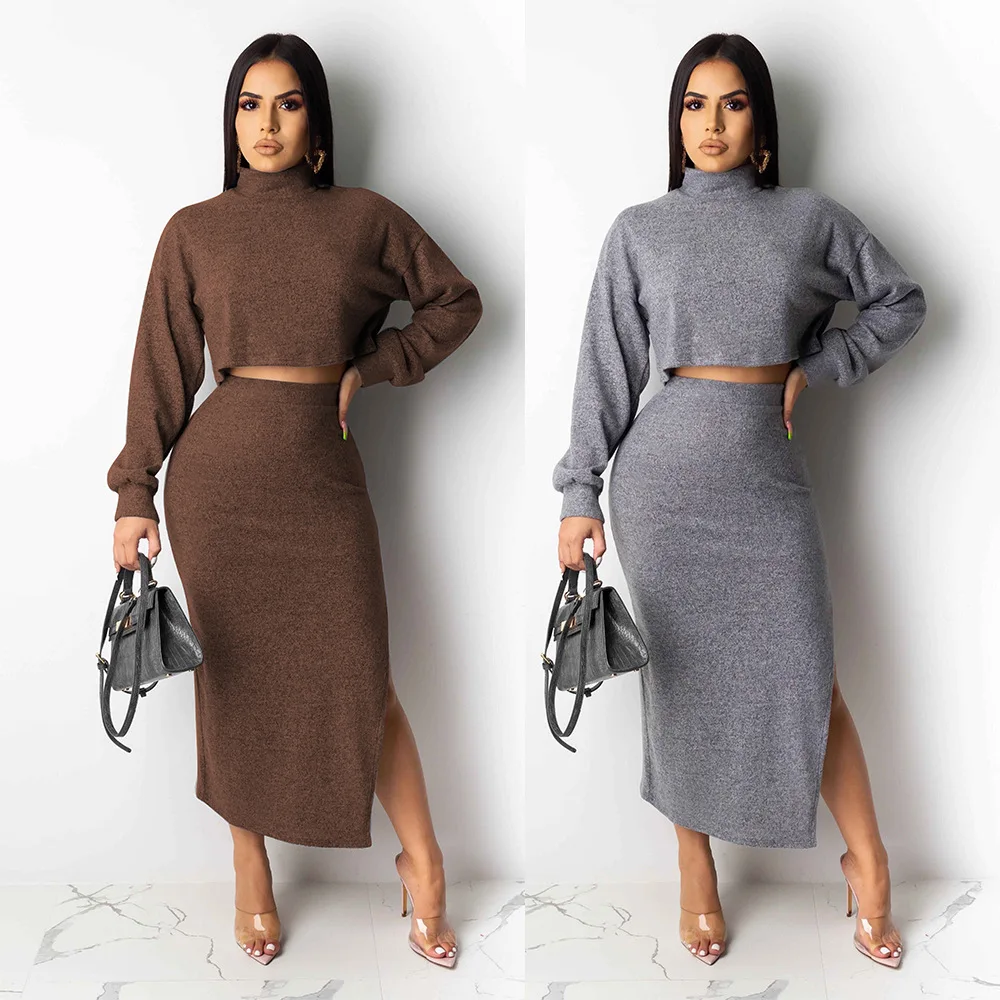 Autumn Fashion Women 2 Piece Skirt Set 